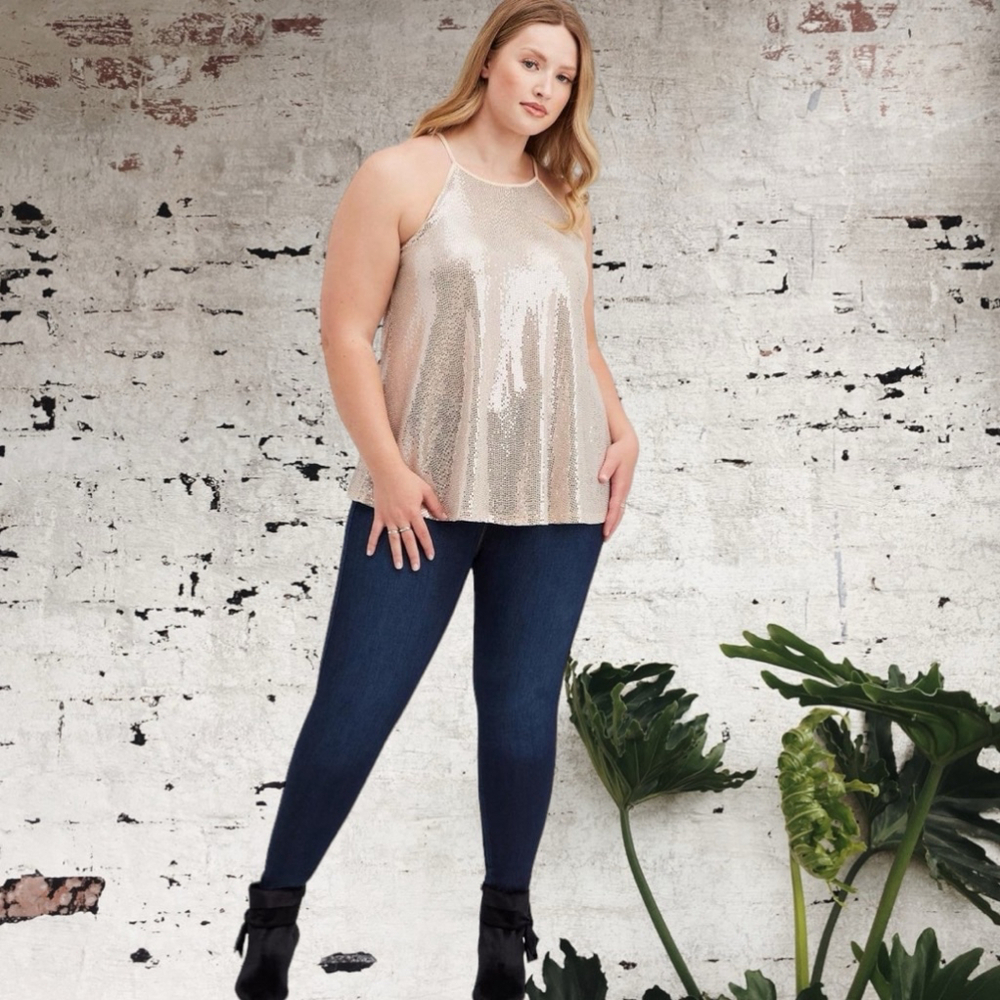 Torrid sequin Tank cami Top Size 4 X champagne Gold